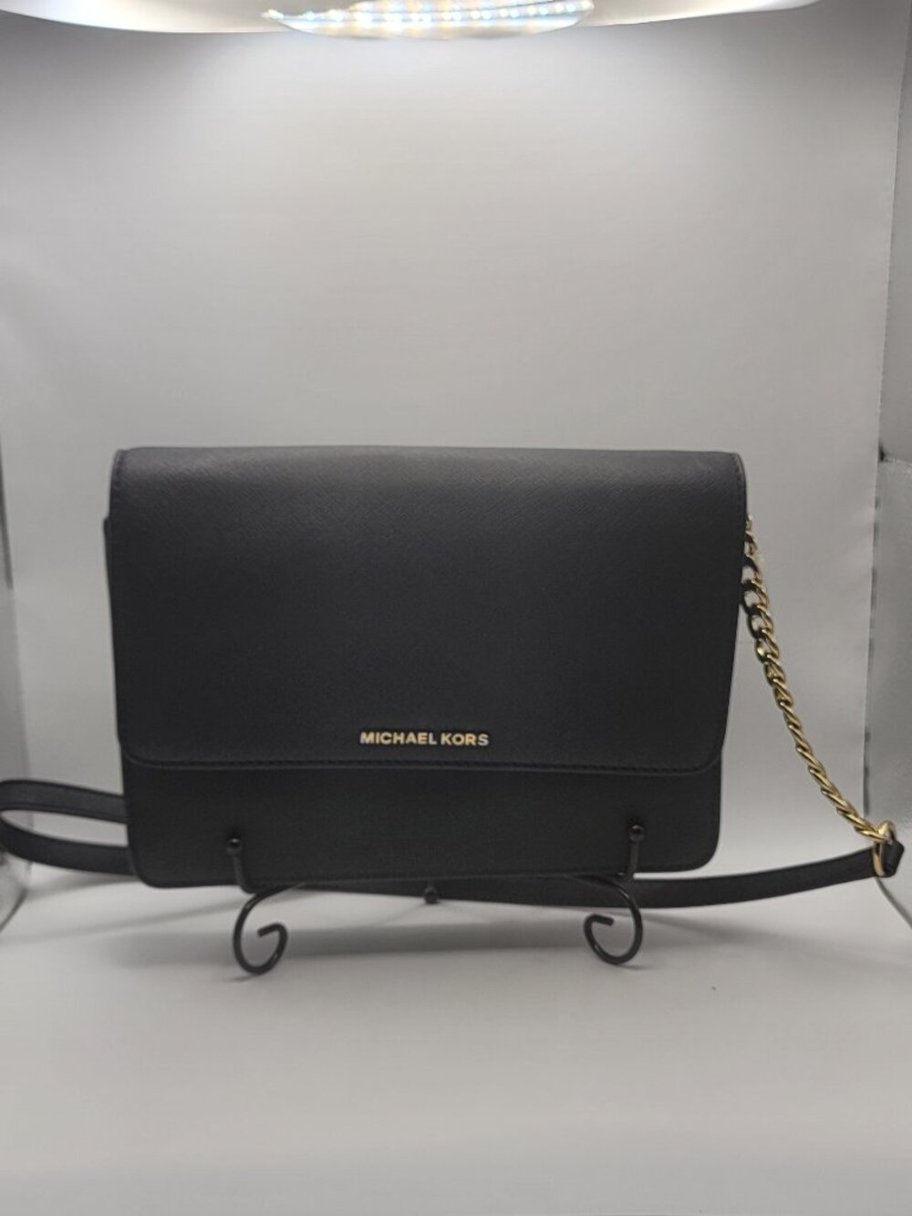 Michael Kors Black Crossbody Bag saffiano leather – Gold Chain Strap - Picture 5 of 7